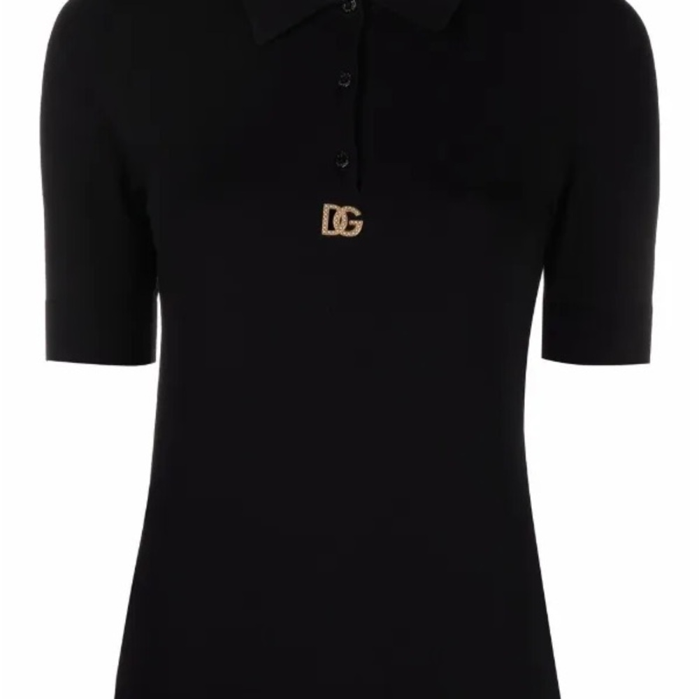 Black Polo Shirt with Gold Accent